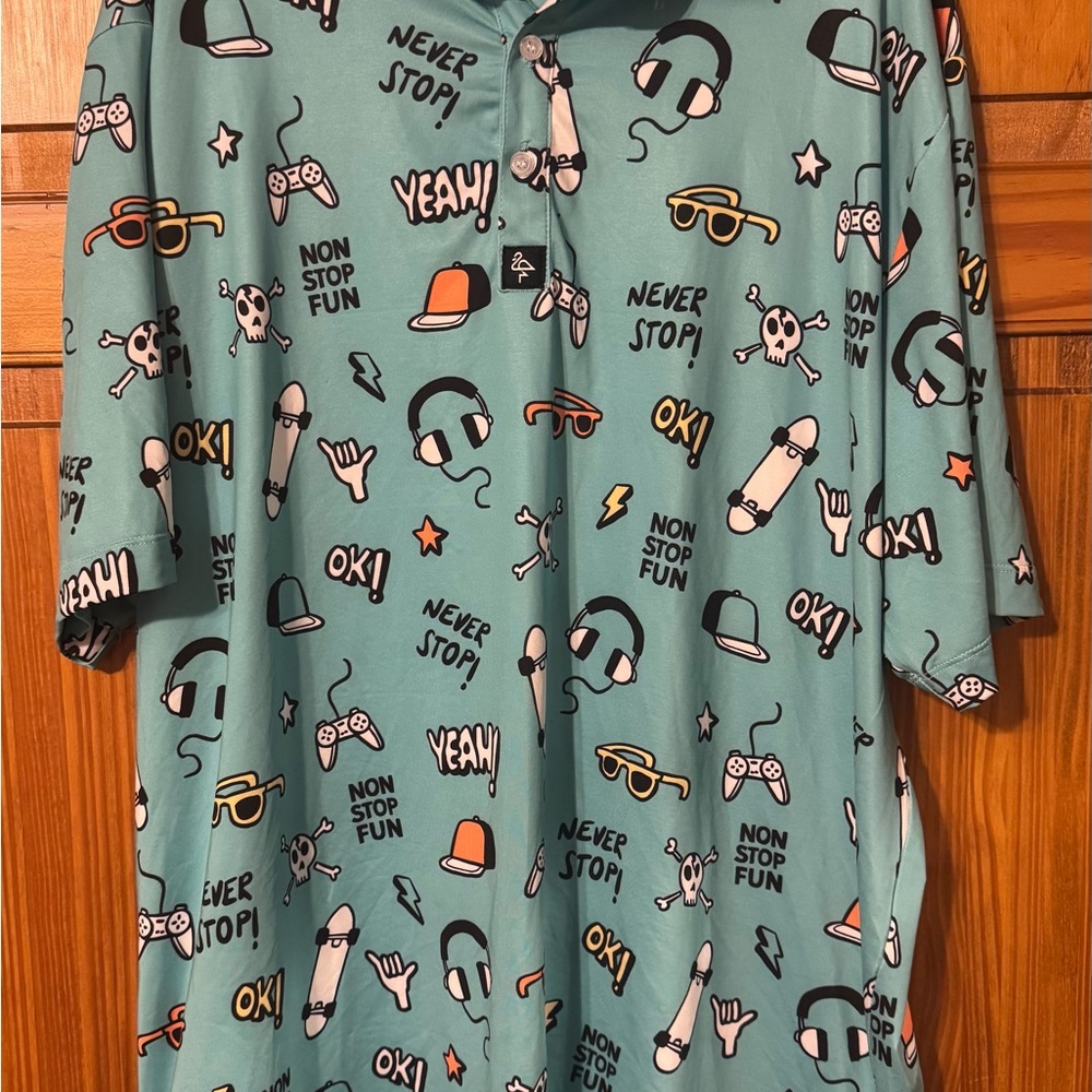 Byrd Gang Golf Short Sleeve Teal Green Polo Shirt Size 2XL Polyester Stretch